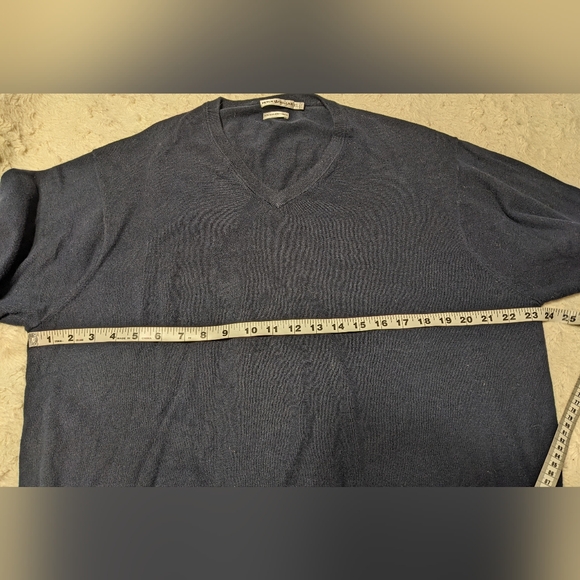 Peter Millar Navy Blue Cashmere Cotton Blend V-Neck Lightweight Sweater sz XXL